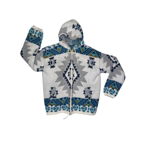 Artesanias Tuntaquimba Women's Full Zip Fuzzy Wool Handmade Indigenous Hoodie S - Picture 1 of 5